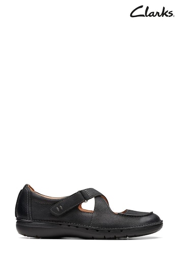 Clarks Black Leather Un Loop Strap Shoes (Q82735) | £80