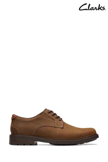 Clarks Brown Beeswax Leather Un Shire Low Shoes (Q82754) | £100