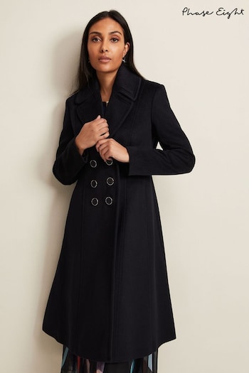 Phase Eight Petite Blue Sandra Wool Fit And Flare Coat (Q82763) | £279