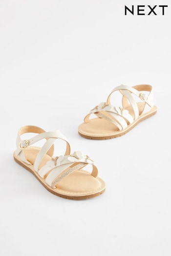 White Gold Butterfly Sandals (Q82765) | £18 - £25