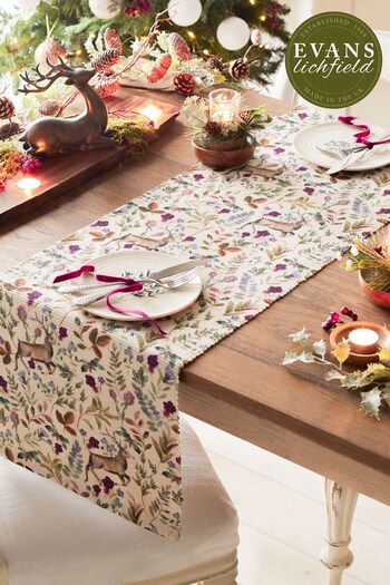 Evans Lichfield Set of 4 Purple Reindeer Table Placemats & Table Runner (Q82855) | £30