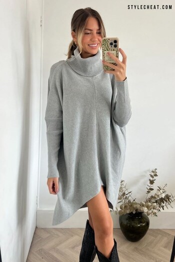 Style Cheat Grey Hope Knitted High Neck Longline Jumper (Q82878) | £42