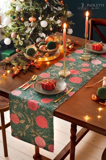 Paoletti Green Pomegranate Large Christmas Table Runner (Q82887) | £18