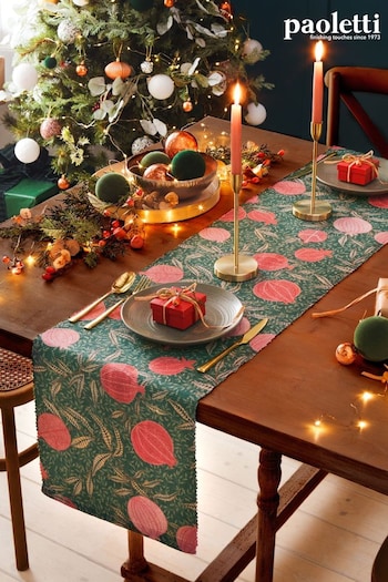 Paoletti Set of 4 Green Pomegranate Christmas Table Placemats & Large Table Runner (Q82889) | £32