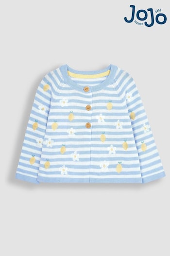 JoJo Maman Bébé Blue Lemon & Daisy Embroidered Cardigan (Q82925) | £26
