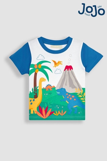 JoJo Maman Bébé Blue Dino Safari Scene T-Shirt (Q82927) | £17