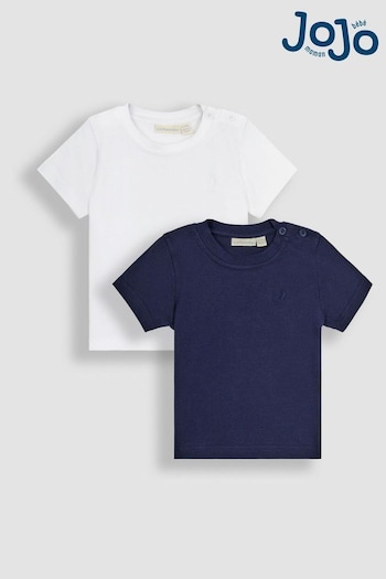JoJo Maman Bébé Navy Blue Classic Plain 2-Pack T-Shirts (Q82932) | £14