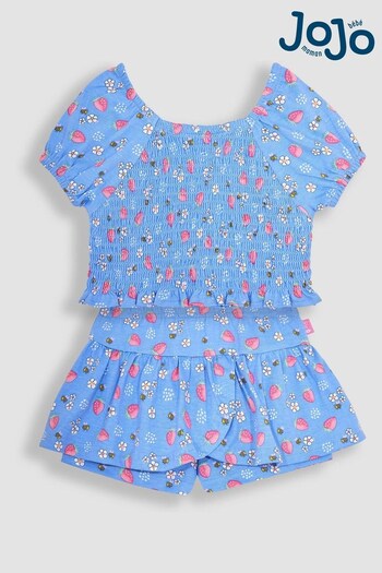 All Girls School Uniform Blue 2-Piece Strawberry & Bee Smocked Top & Skort Set (Q82957) | £27