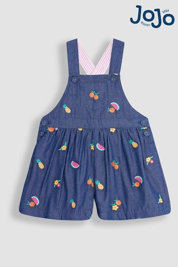 Ties & Pocket Squares Chambray Summer Fruits Embroidered Culotte Dungarees (Q82960) | £25