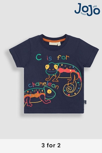 JoJo Maman Bébé Navy Chameleon Embroidered T-Shirt (Q82961) | £17