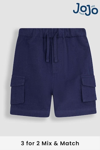 JoJo Maman Bébé Navy Cotton Linen Summer Handbag Shorts (Q82988) | £18