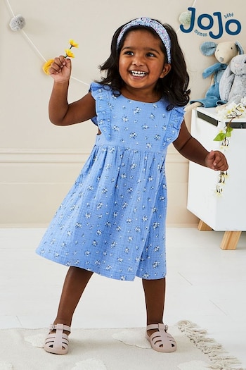 All Toys & Games Cornflower 2-Piece Floral Cheesecloth Ruffle Dress & Hat Set (Q82994) | £29.50