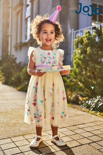 New In Clothing Cream Strawberry Embroidered Tulle Pretty Party Dress (Q82997) | £39