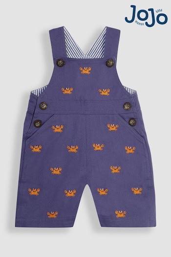 Younger Girls 3mths-7yrs Indigo Blue Crab Tractor Embroidered Dungarees (Q82998) | £26