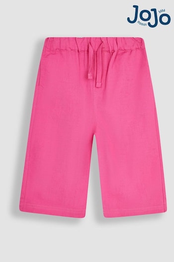 JoJo Maman Bébé Fuchsia Cotton Linen Summer Trousers wash (Q82999) | £18