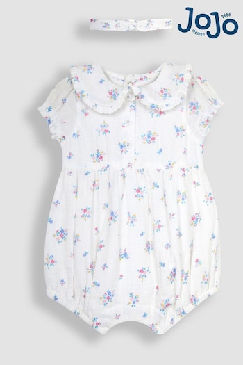 My grandson has several pairs of these shorts and likes their comfort and ease to put on Cream 2-Piece Floral Cheesecloth Romper & Headband Set (Q83007) | £29.50