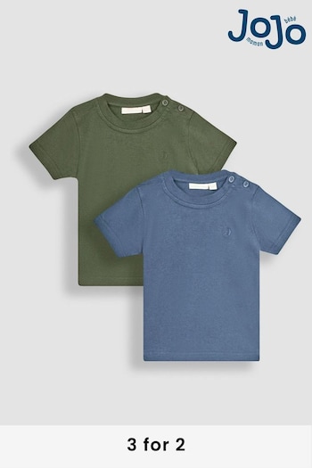 JoJo Maman Bébé Denim Blue Classic Plain 2-Pack T-Shirts WITH (Q83026) | £14