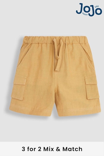 JoJo Maman Bébé Tan Cotton Linen Summer Shorts (Q83039) | £18