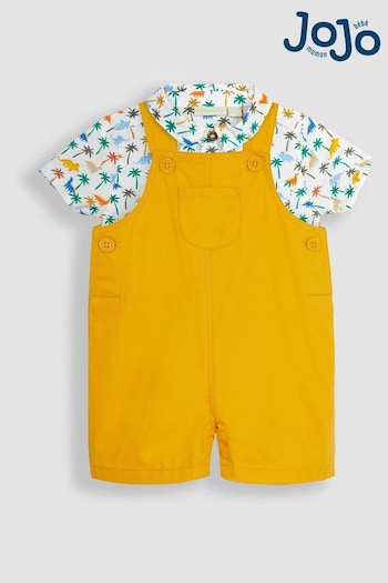 Explore Fit & Measure Guide Yellow Jungle Animals Dungarees & Printed Shirt 2-Piece Set (Q83047) | £29.50