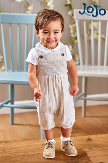 Jumpers & Knitwear Natural 2-Piece Smocked Dungarees & Body Set (Q83048) | £30