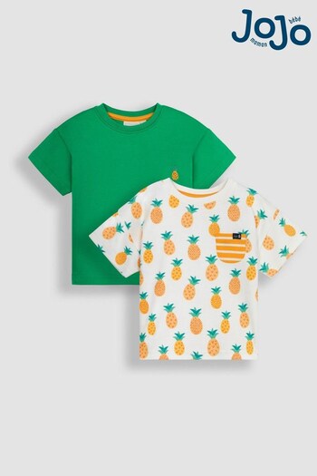 JoJo Maman Bébé Ecru Pineapple 2-Pack Pocket T-Shirts Short (Q83053) | £21