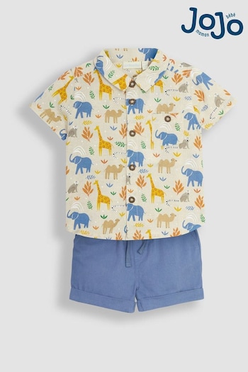 JoJo Maman Bébé Natural Safari Printed Shirt & Shorts Set (Q83054) | £29.50
