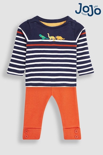 JoJo Maman Bébé Navy Blue 2-Piece Whale Breton Top & Rib Barcelona Leggings Set (Q83064) | £27