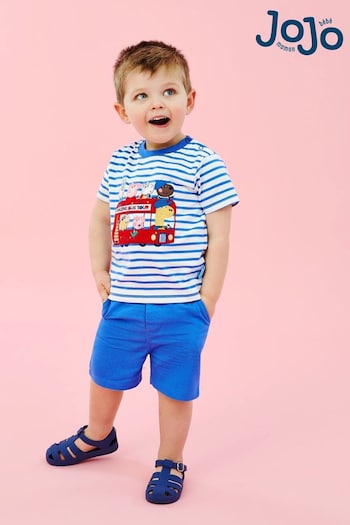 JoJo Maman Bébé Blue 2-Piece Peppa Pig Appliqué T-Shirt & style Shorts Set (Q83120) | £29.50