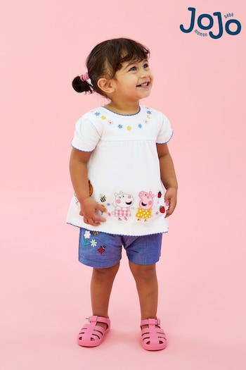 Cleansers & Toners White 2-Piece Peppa Pig Embroidered Top & Shorts Set (Q83125) | £30