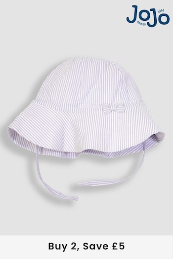 JoJo Maman Bébé Lilac Purple Seersucker Stripe Floppy Sun Hat (Q83131) | £12