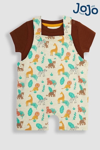 Jumpers & Knitwear Natural Safari Animals Dungarees & T-Shirt 2-Piece Set (Q83148) | £27
