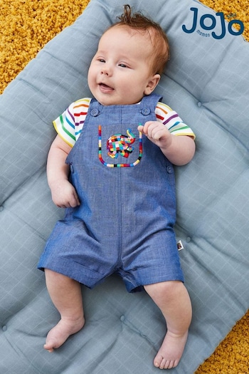 Pyjamas & Nightwear Chambray 2-Piece Elmer Embroidered Dungarees & T-Shirt Set (Q83165) | £32