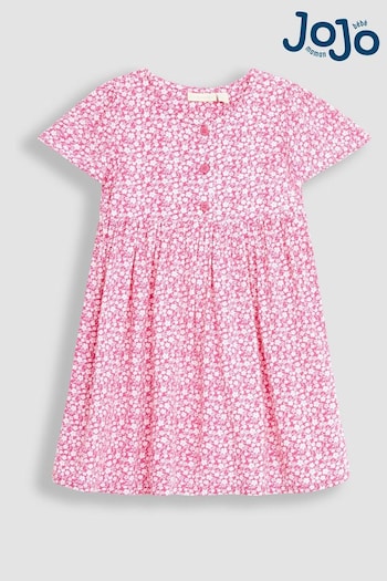 JoJo Maman Bébé Fuschia Pink Ditsy Floral Button Front Classic Dress (Q83196) | £16