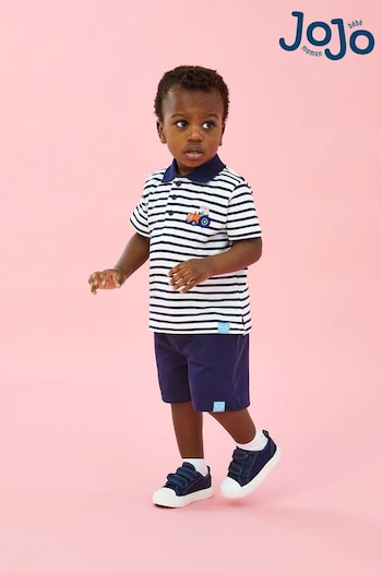 JoJo Maman Bébé Navy 2-Piece Peppa Pig Appliqué Polo Shirt & style Shorts Set (Q83197) | £29