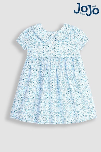 JoJo Maman Bébé Blue Floral Button Front Collar Tea Dress (Q83212) | £22