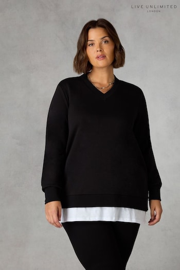 Live Unlimited Curve Jersey Layered Black Sweatshirt (Q83231) | £55