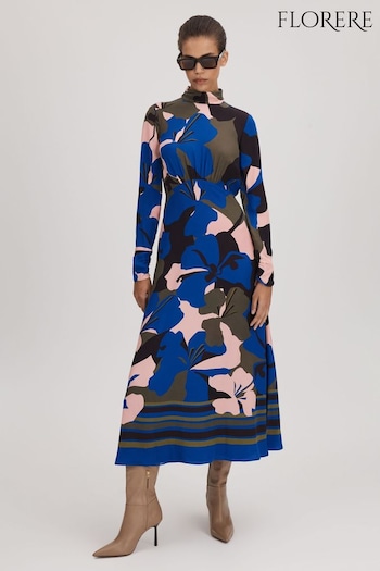 Florere Printed Zip Cuff Midi Dress (Q83324) | £198
