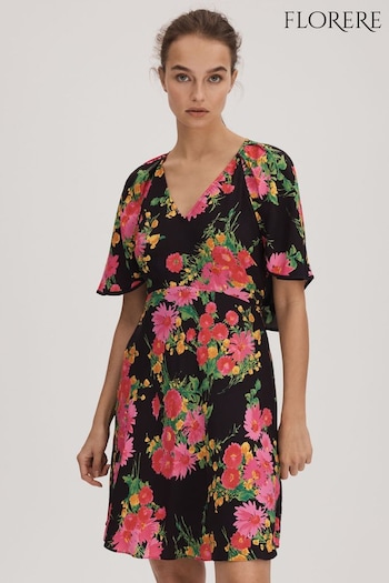 Florere Printed Cape Sleeve Mini Dress (Q83368) | £178