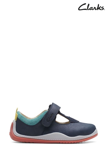 Clarks Blue Combi Noodle Bright T-Bar Shoes (Q83374) | £38
