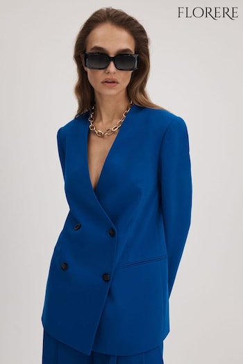 Florere Collarless Double Breasted Blazer (Q83398) | £198