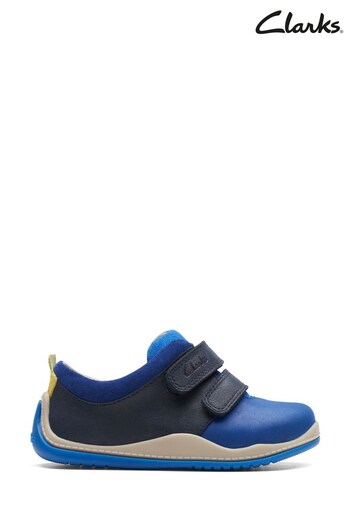 Clarks Blue Combi Lea Noodle Fun T-Bar Shoes Metallic (Q83399) | £38