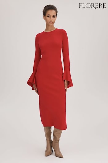 Florere Fitted Fluted Cuff Midi Dress (Q83400) | £178