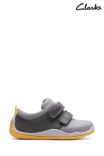 Clarks Grey Combi Noodle Fun T-Bar Shoes (Q83410) | £38