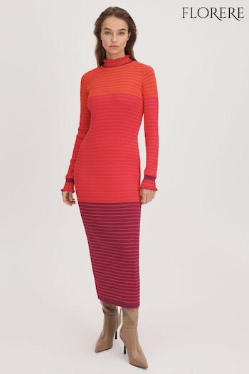 Florere Knitted Striped Midi Dress (Q83420) | £148