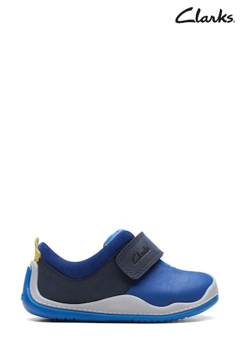 Clarks Blue Combi Leather Roller Fun T-Bar Shoes rosas (Q83423) | £30