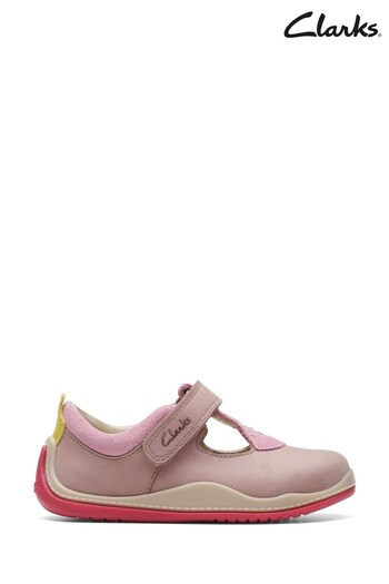 Clarks Pink Lea Noodle Bright T-Bar Shoes (Q83427) | £38