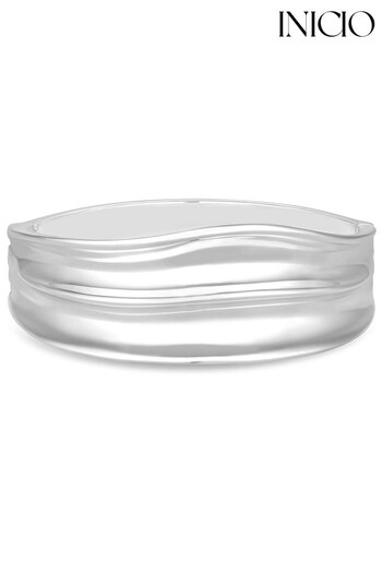 Inicio Recycled Sterling Silver Plated Polished Bangle Bracelet - Gift Pouch (Q83430) | £40