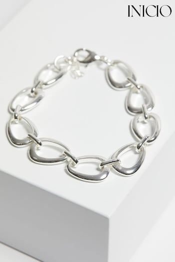 Inicio Recycled Sterling Silver Plated Open Linked Bracelet - Gift Pouch (Q83433) | £30