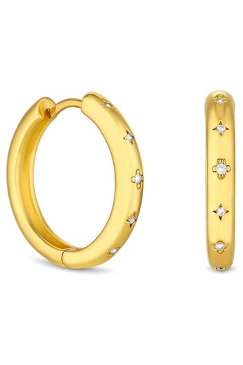 Inicio 14K Gold Plated Recycled Large Celestial Hoop Earrings - Gift Pouch (Q83436) | £28