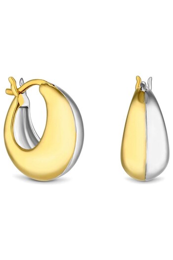 Inicio Two Tone Plated Recycled Teardrop Hoop Earrings - Gift Pouch (Q83438) | £35